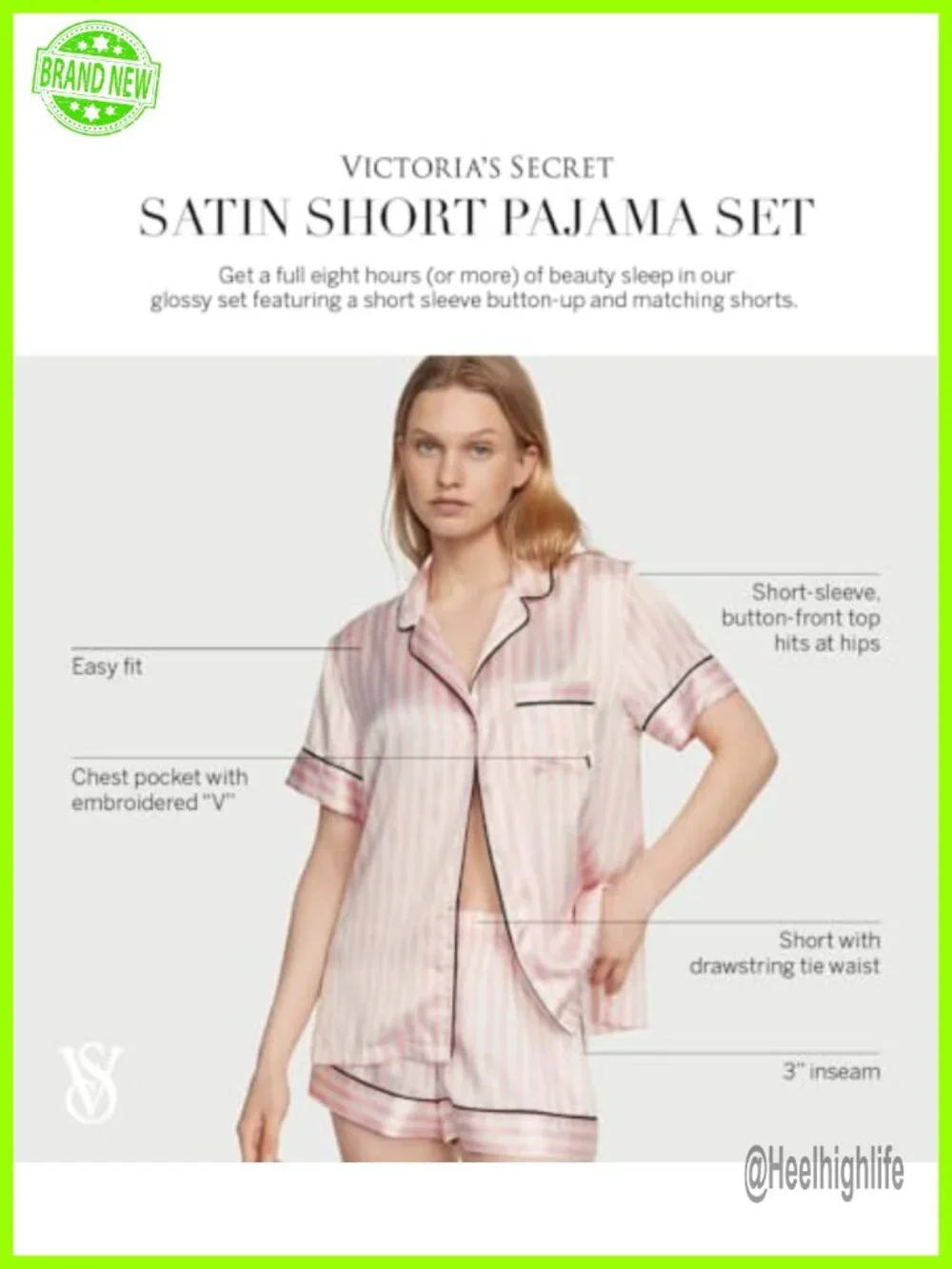 Satin Pajama Set Short Sleeve Button Down Shirt Shorts Sleepwear Women
